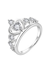tiny silver heart crown diamond birthstone baby ring